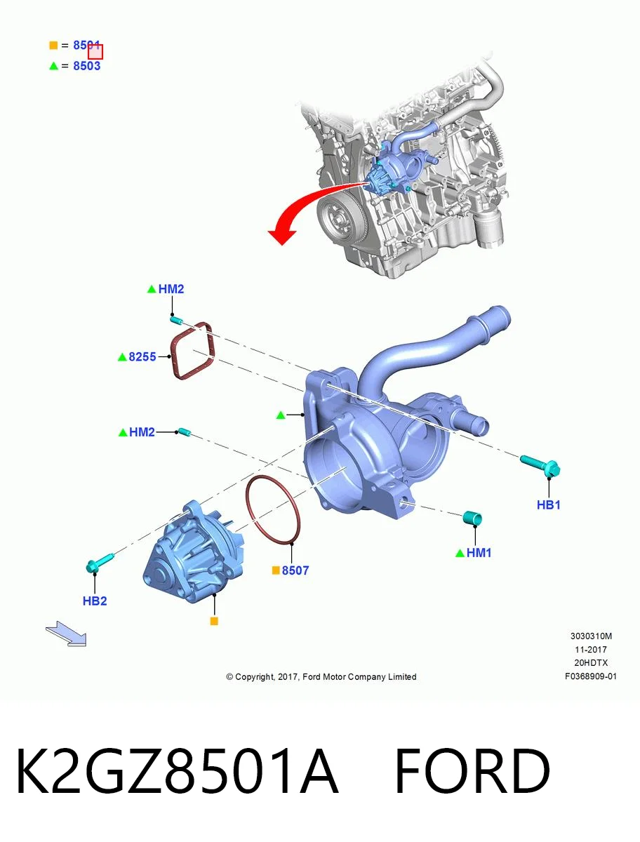 Pompa chłodząca wodna do Ford Escape III DFK