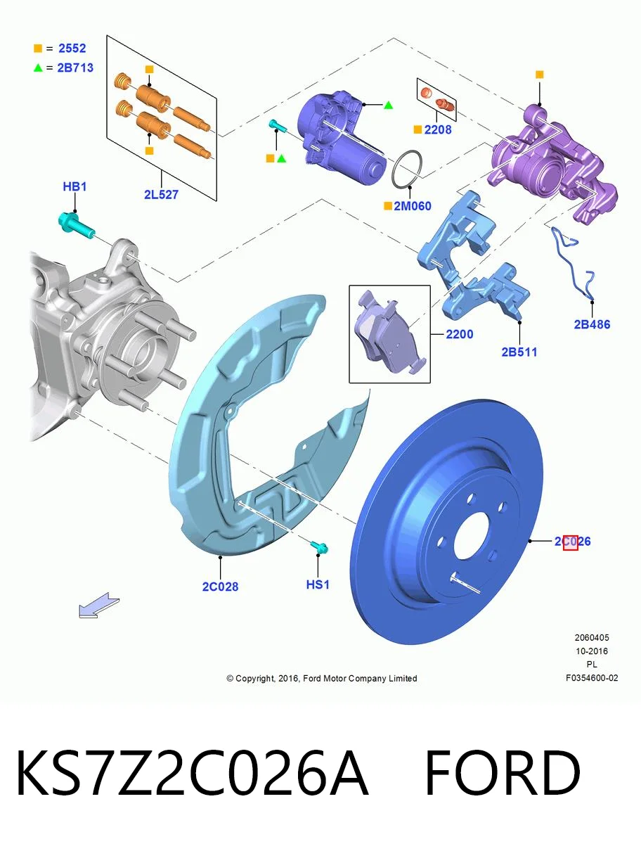 KS7Z2C026A Ford Tarcza hamulcowa tylna