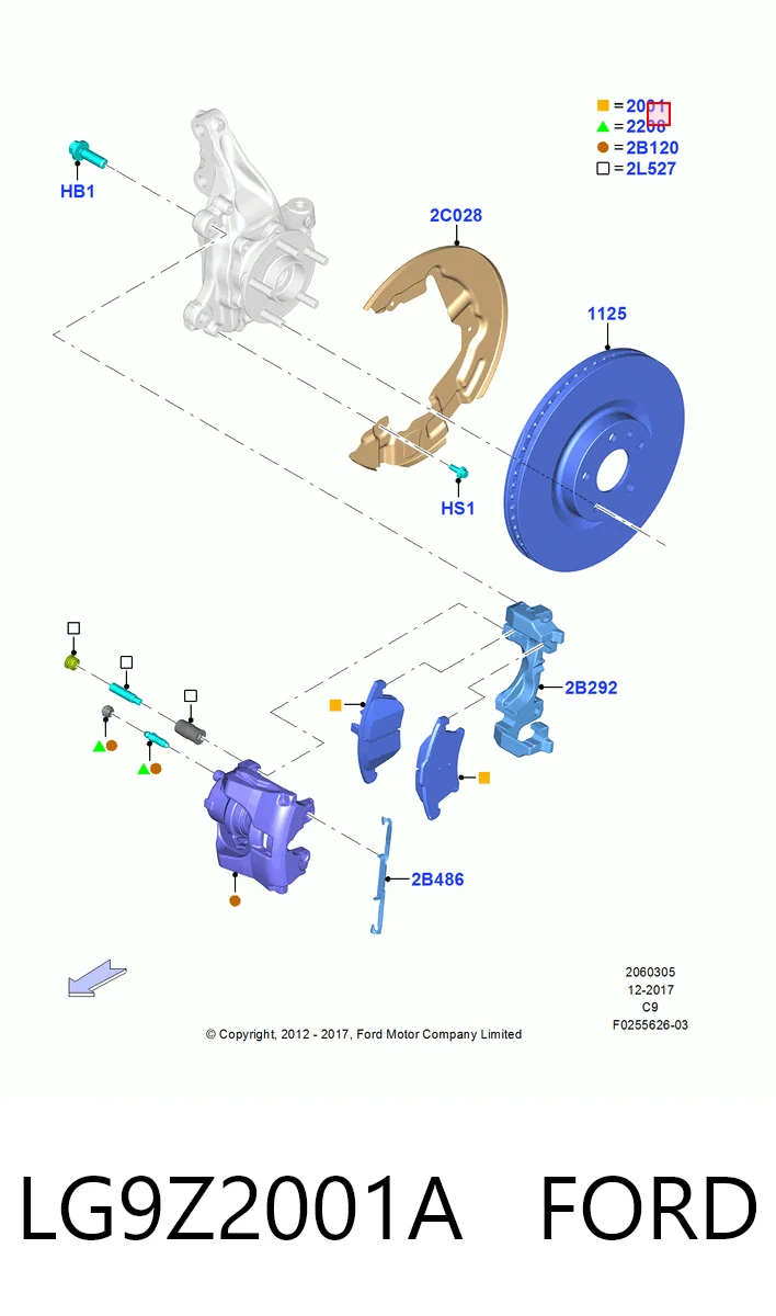 LG9Z2001A Ford Klocki hamulcowe przednie tarczowe
