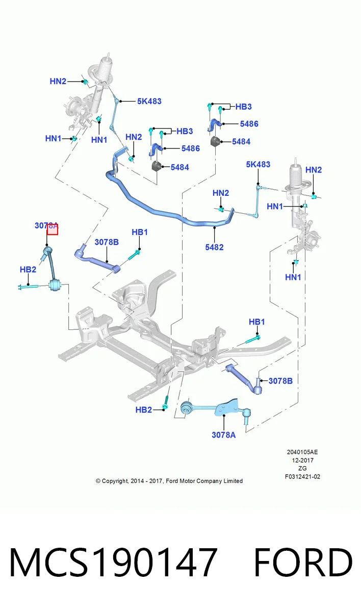 MCS190147 Ford Wahacz zawieszenia przedniego dolny lewy