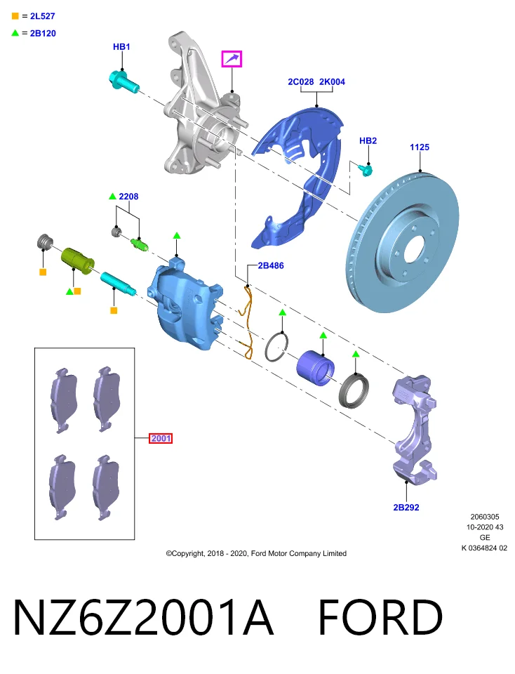 NZ6Z2001A Ford Klocki hamulcowe przednie tarczowe