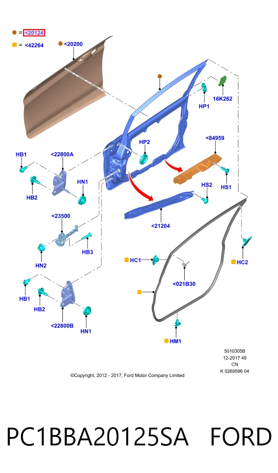 Do koszyka Drzwi przednie lewe Ford Fiesta Mk6 CB1