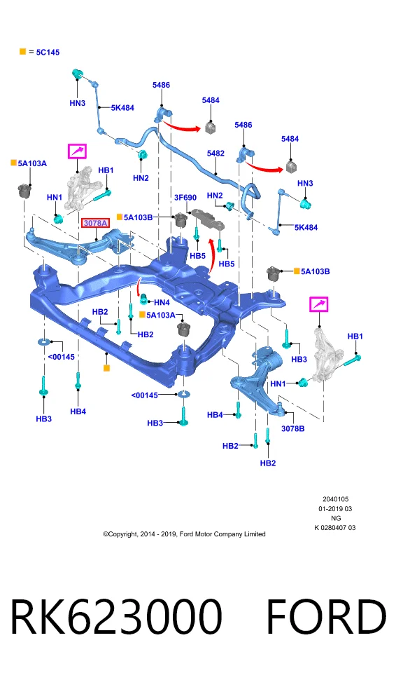 RK623000 Ford Wahacz zawieszenia przedniego dolny prawy