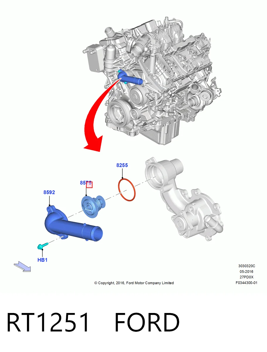 Termostat Ford Edge II SUV (CD539) (2014 - 2024) cena, od 40,69 USD