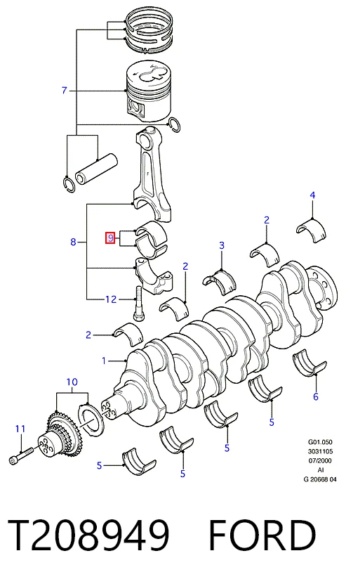 Kupić Panewki korbowodowe wału korbowego, zestaw, standardowe (STD) Ford Transit  V347/8 w dobrej cenie