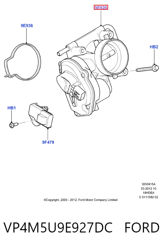 VP4M5U9E927DC Ford Przepustnica, komplet