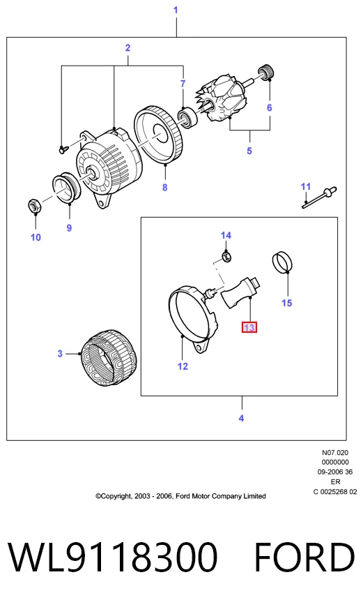 WL9118300 Ford Alternator