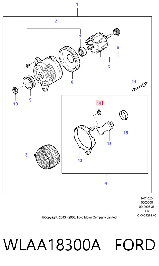 WLAA18300A Ford Alternator