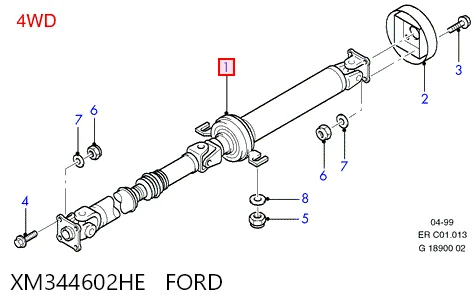 Wał Cardana tylny, kompletny do Ford Ranger  EQ