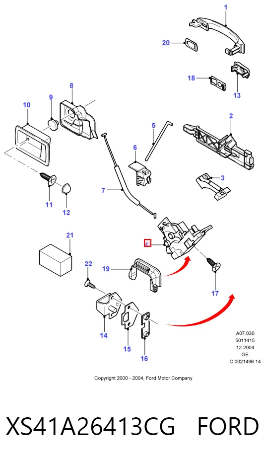 XS41A26413CG Ford Zamek drzwi tylnych lewych