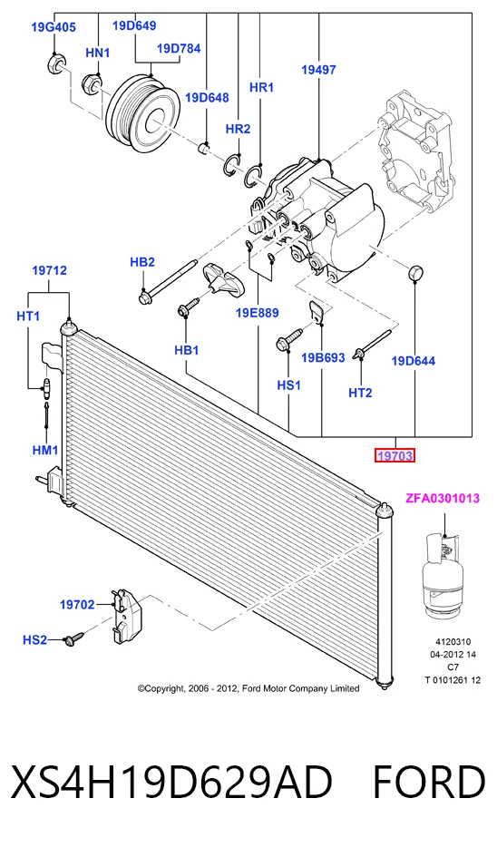 XS4H19D629AD Ford Sprężarka klimatyzacji