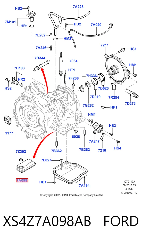 XS4Z7A098AB Ford Filtr automatycznej skrzyni biegów