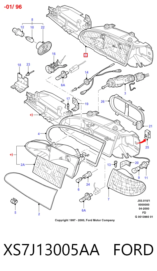 Reflektor prawy Ford Mondeo I hatchback (GBP) (1993 - 1996) cena, od 57,89 USD