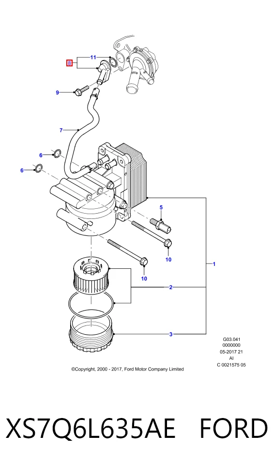 XS7Q6L635AE Ford Termostat układu smarowania silnika