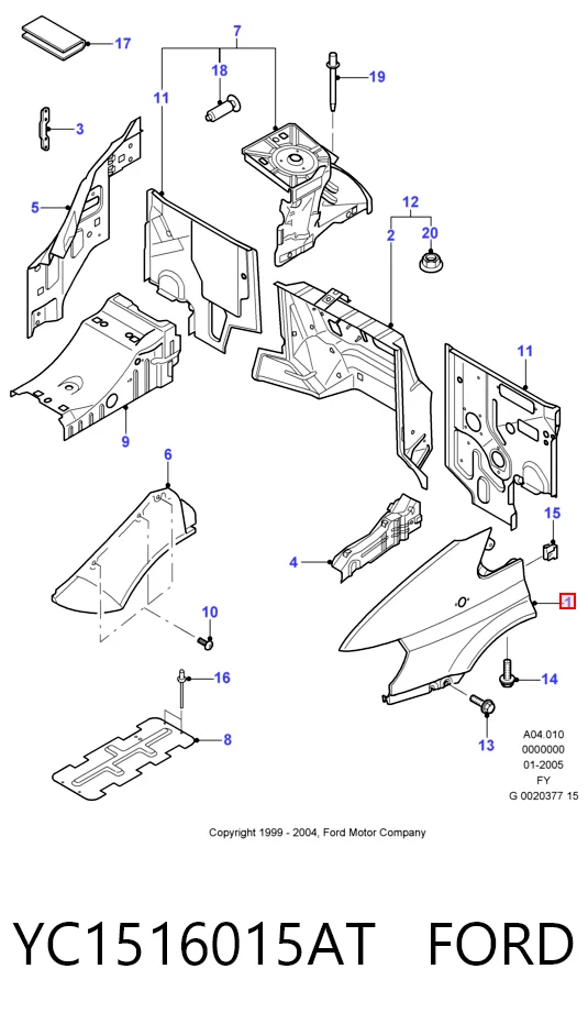 Do koszyka Błotnik przedni prawy Ford Transit V V184/5