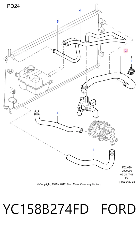 Przewód (króciec) chłodnicy górny do Ford Transit V184/5