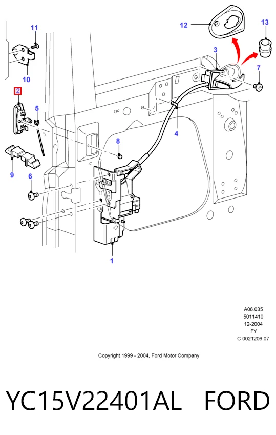YC15V22401AL Ford Klamka drzwi przednich zewnętrzna lewa