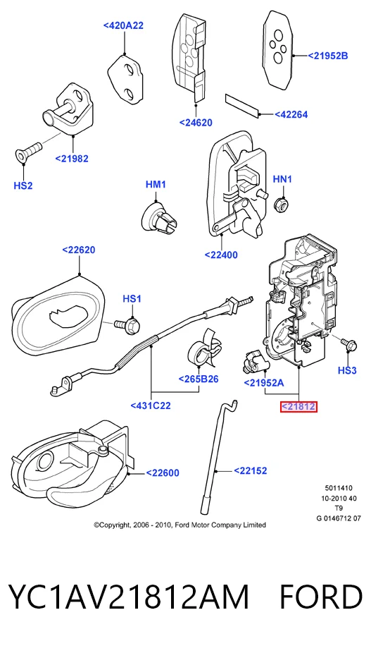 Do koszyka Zamek drzwi przednich prawych Ford Transit VI V347/8