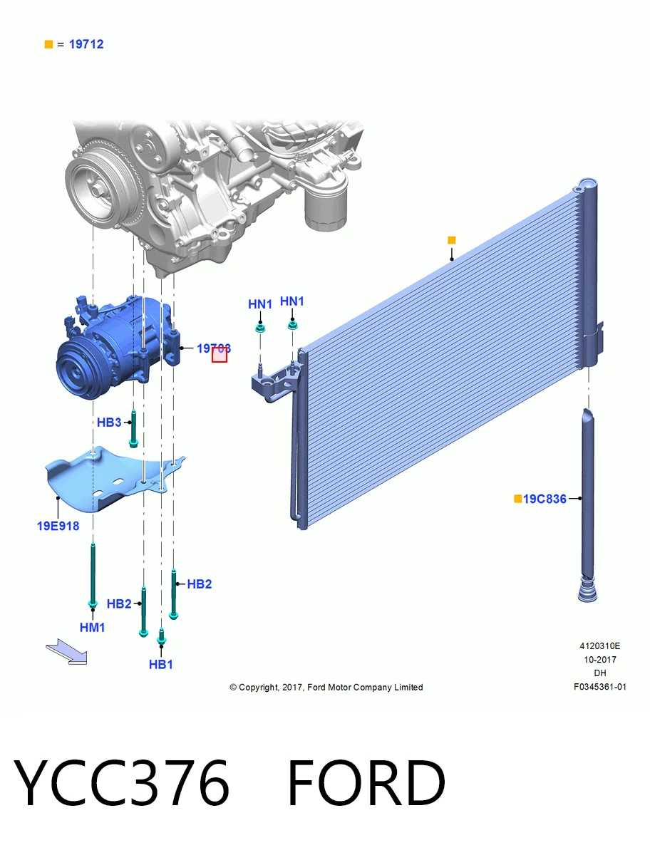 YCC376 Ford Sprężarka klimatyzacji