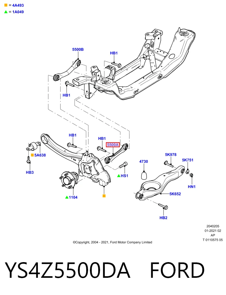 YS4Z5500DA Ford Wahacz zawieszenia tylnego poprzeczny