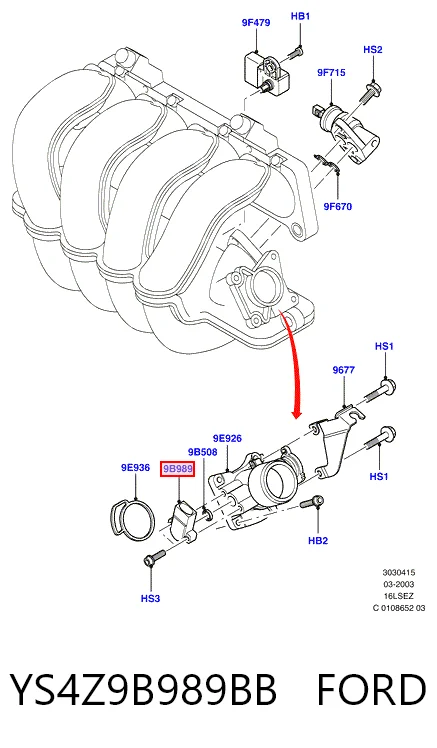 YS4Z9B989BB Ford Czujnik położenia przepustnicy (potencjometr)