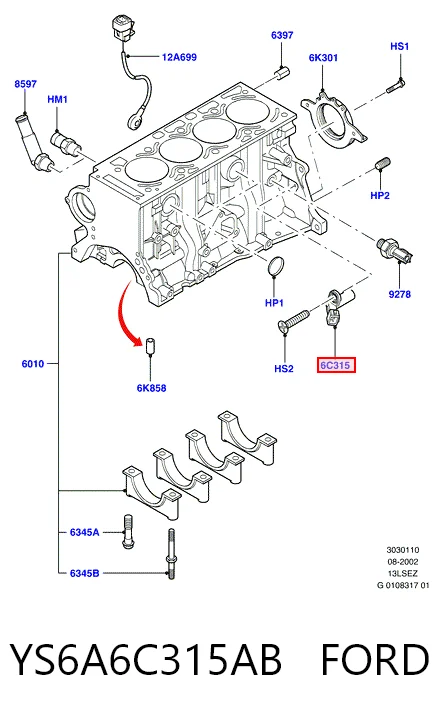 YS6A6C315AB Ford Czujnik położenia wału korbowego