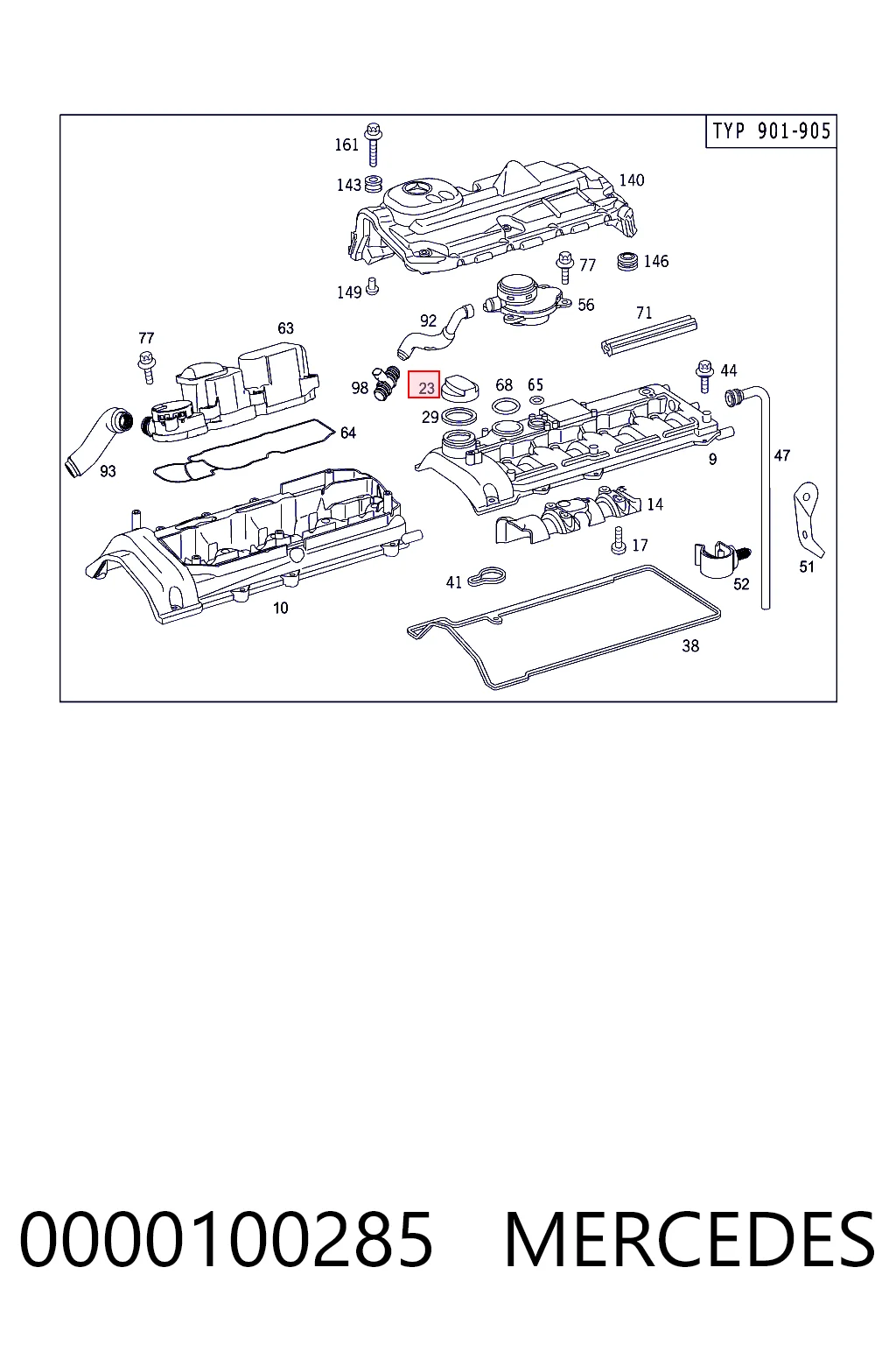 0000100285 Mercedes Korek wlewu oleju