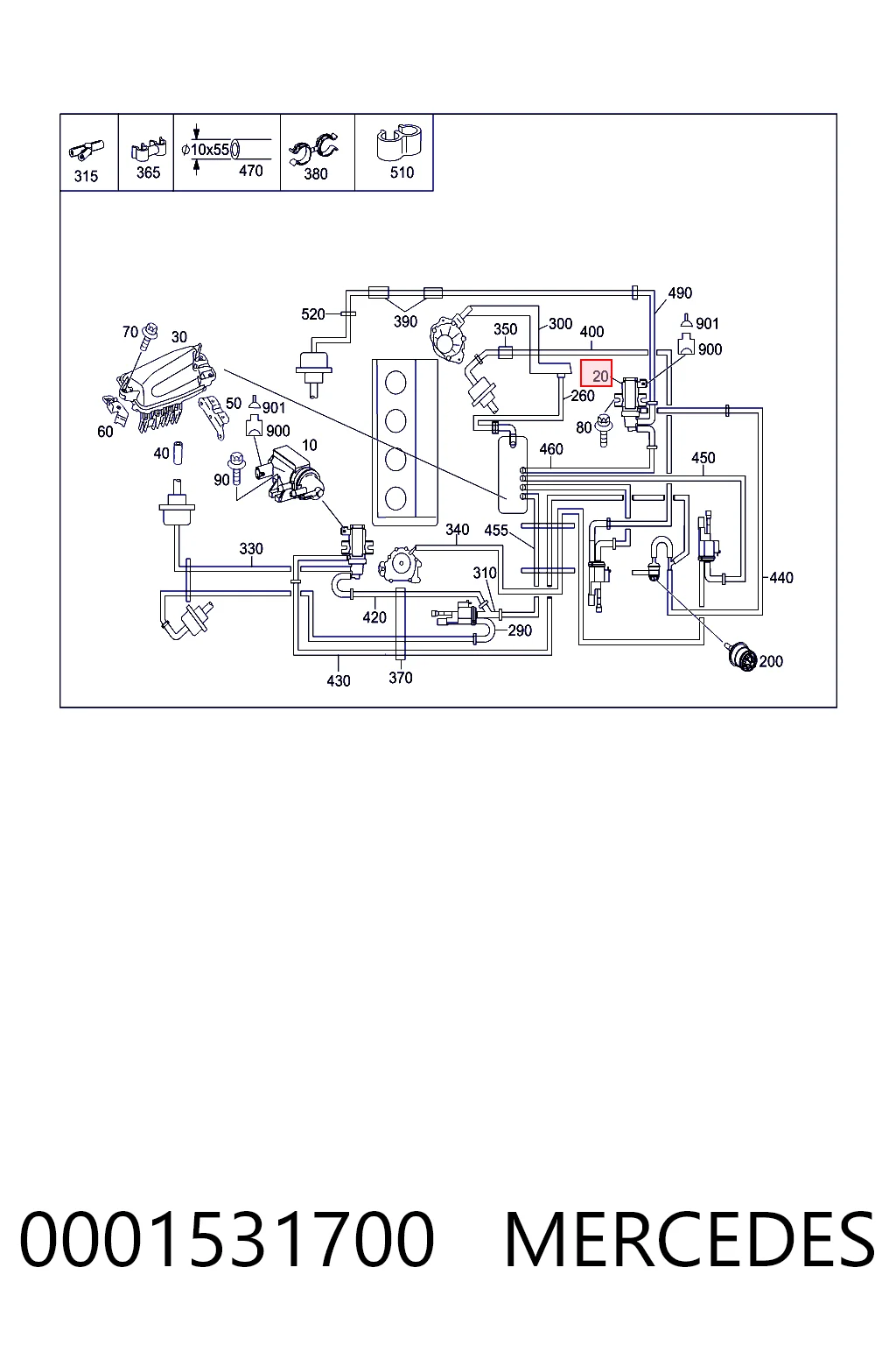 0001531700 Mercedes Przetwornik ciśnienia (solenoid) doładowania