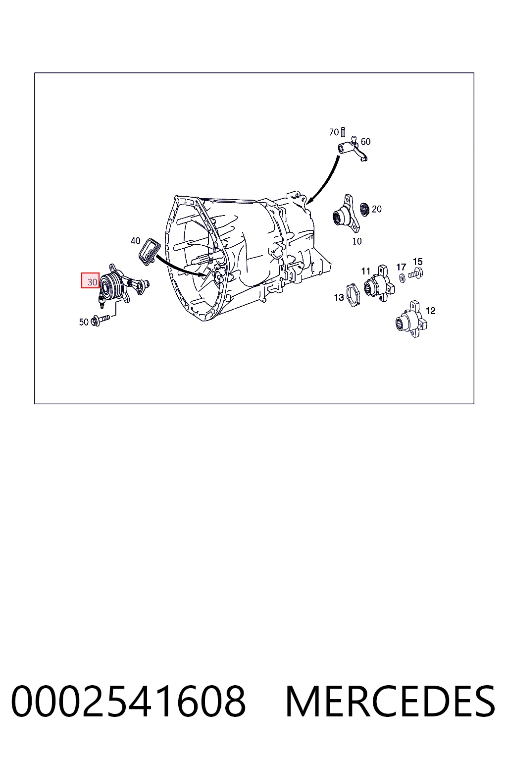 0002541608 Mercedes Cylinder roboczy sprzęgła (wysprzęglik) w komplecie z łożyskiem wyciskowym