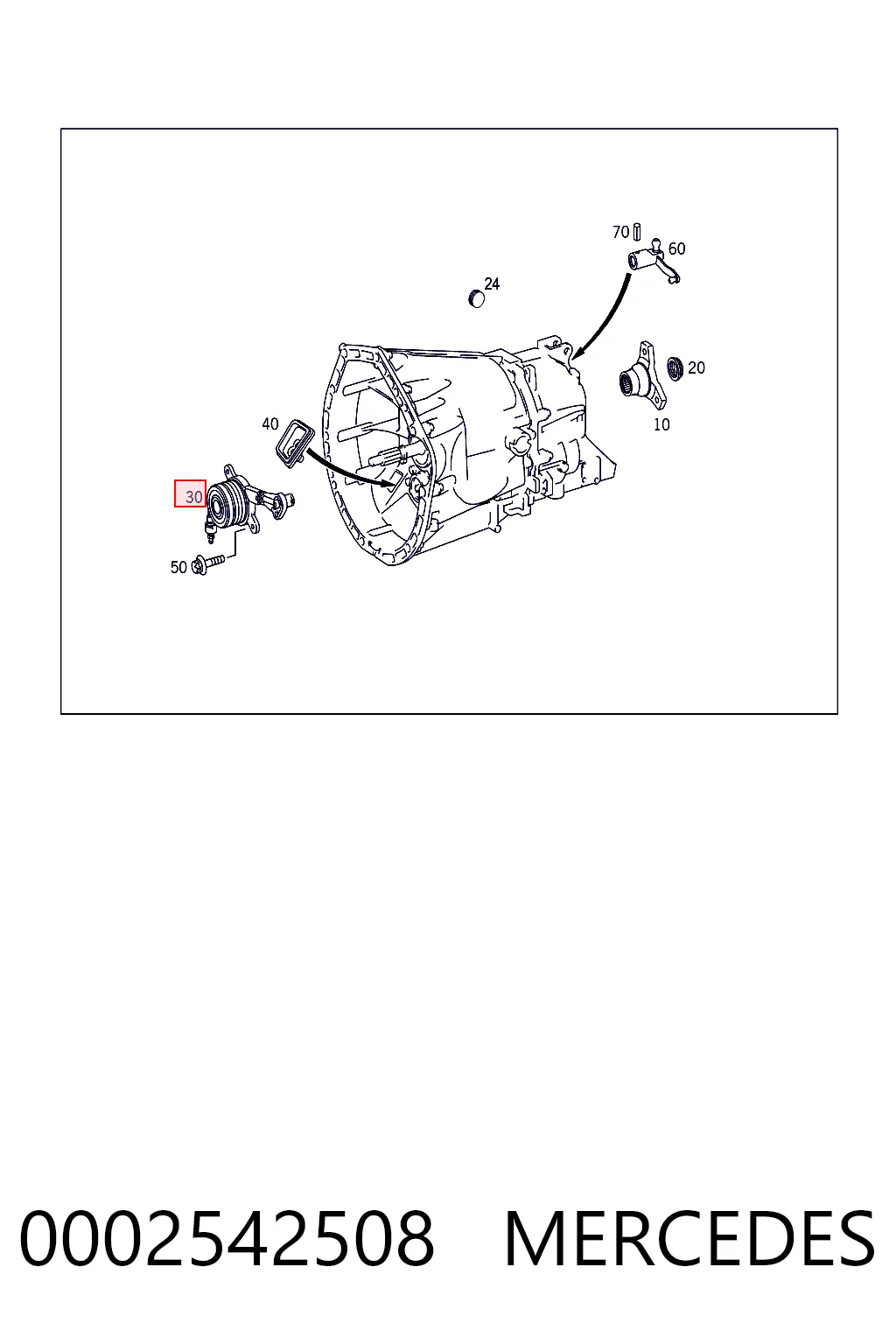 0002542508 Mercedes Cylinder roboczy sprzęgła (wysprzęglik) w komplecie z łożyskiem wyciskowym