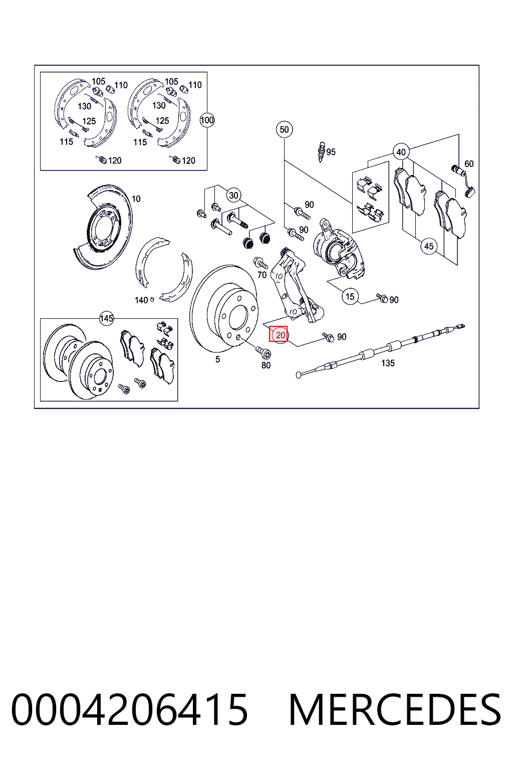 0004206415 Mercedes Jarzmo zacisku hamulcowego tylnego