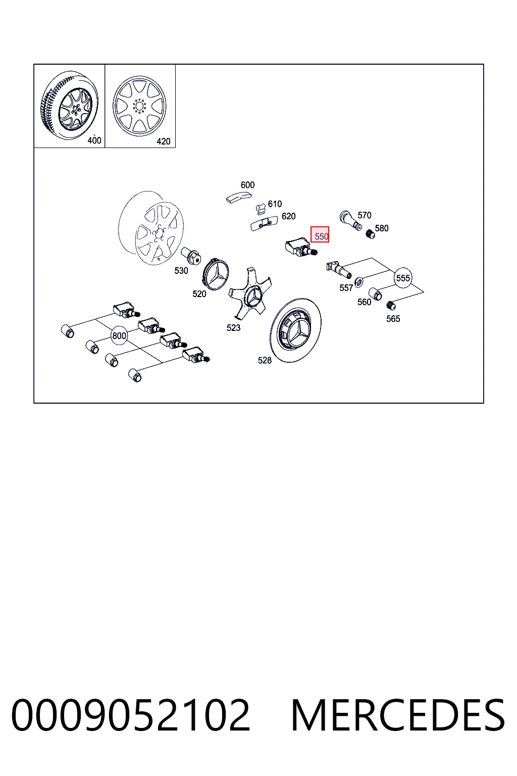 0009052102 Mercedes Czujnik ciśnienia w oponach