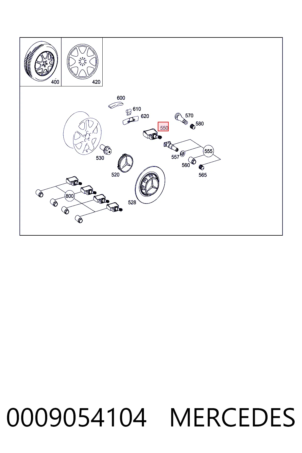 0009054104 Mercedes Czujnik ciśnienia w oponach