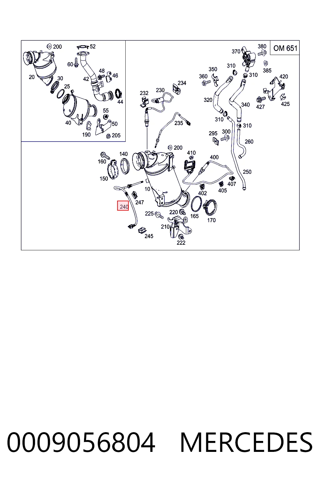 0009056804 Mercedes Czujnik temperatury spalin, przed katalizatorem