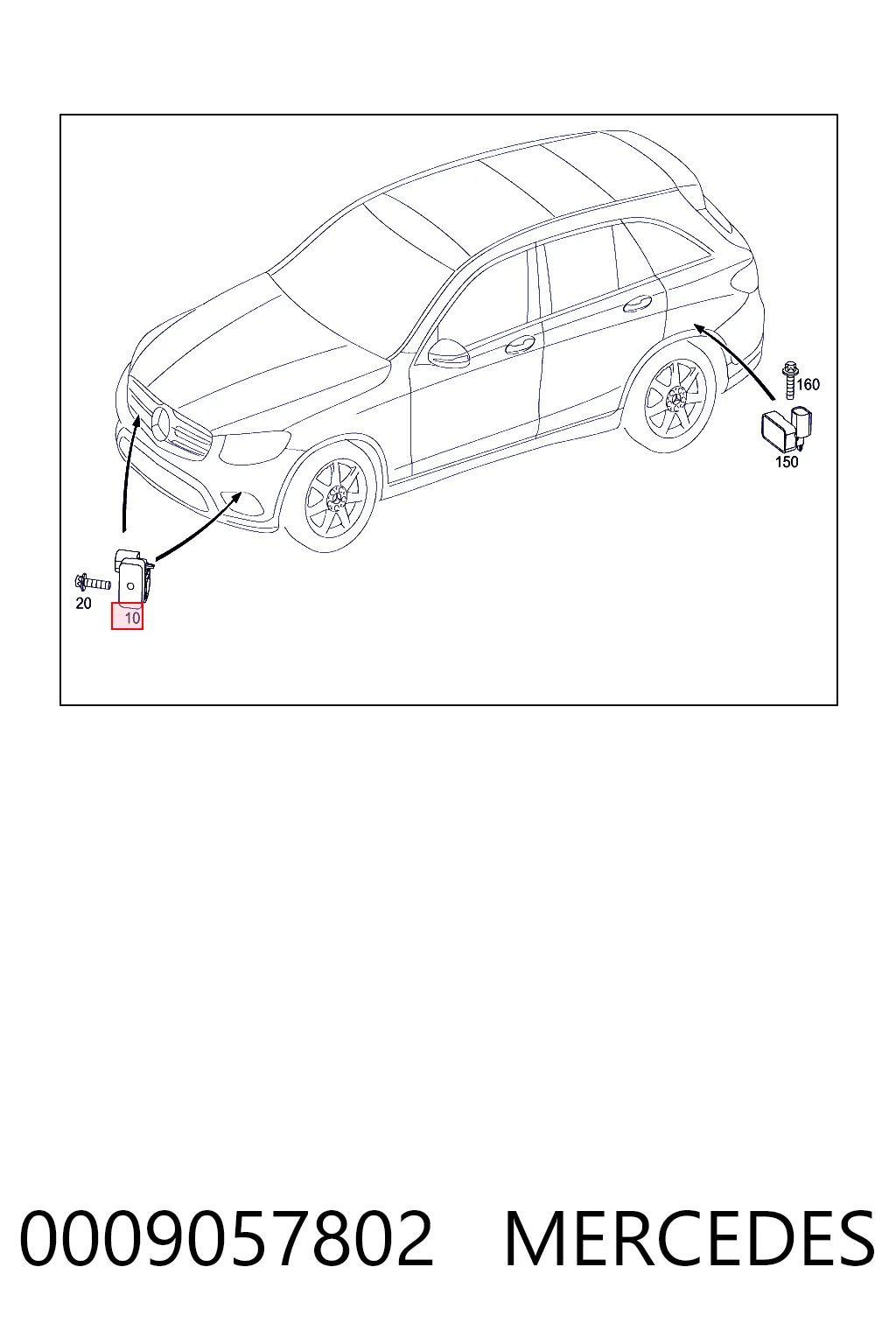 0009057802 Mercedes Czujnik przyspieszenia wzdłużnego