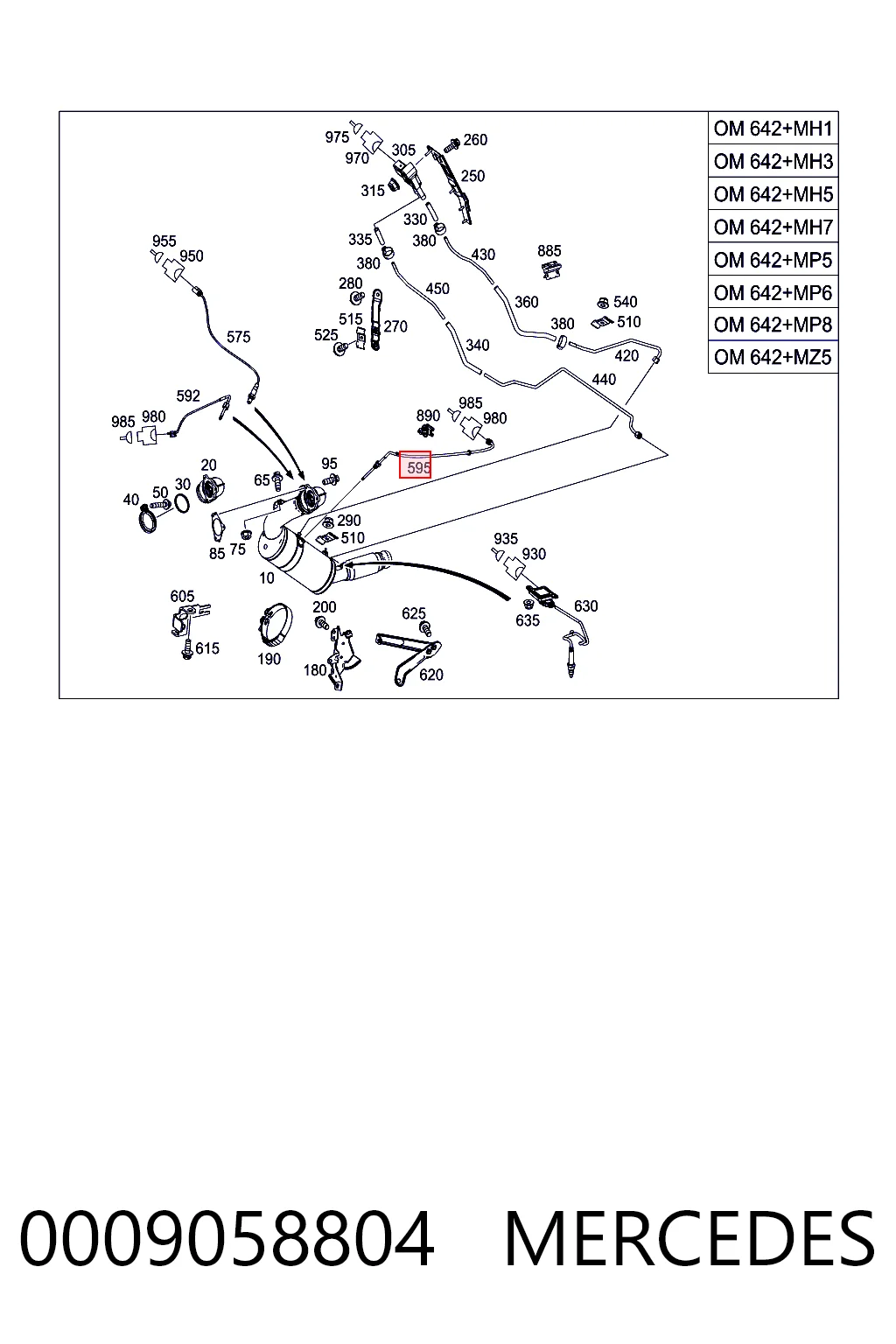 0009058804 Mercedes Czujnik temperatury spalin, przed filtrem cząstek stałych