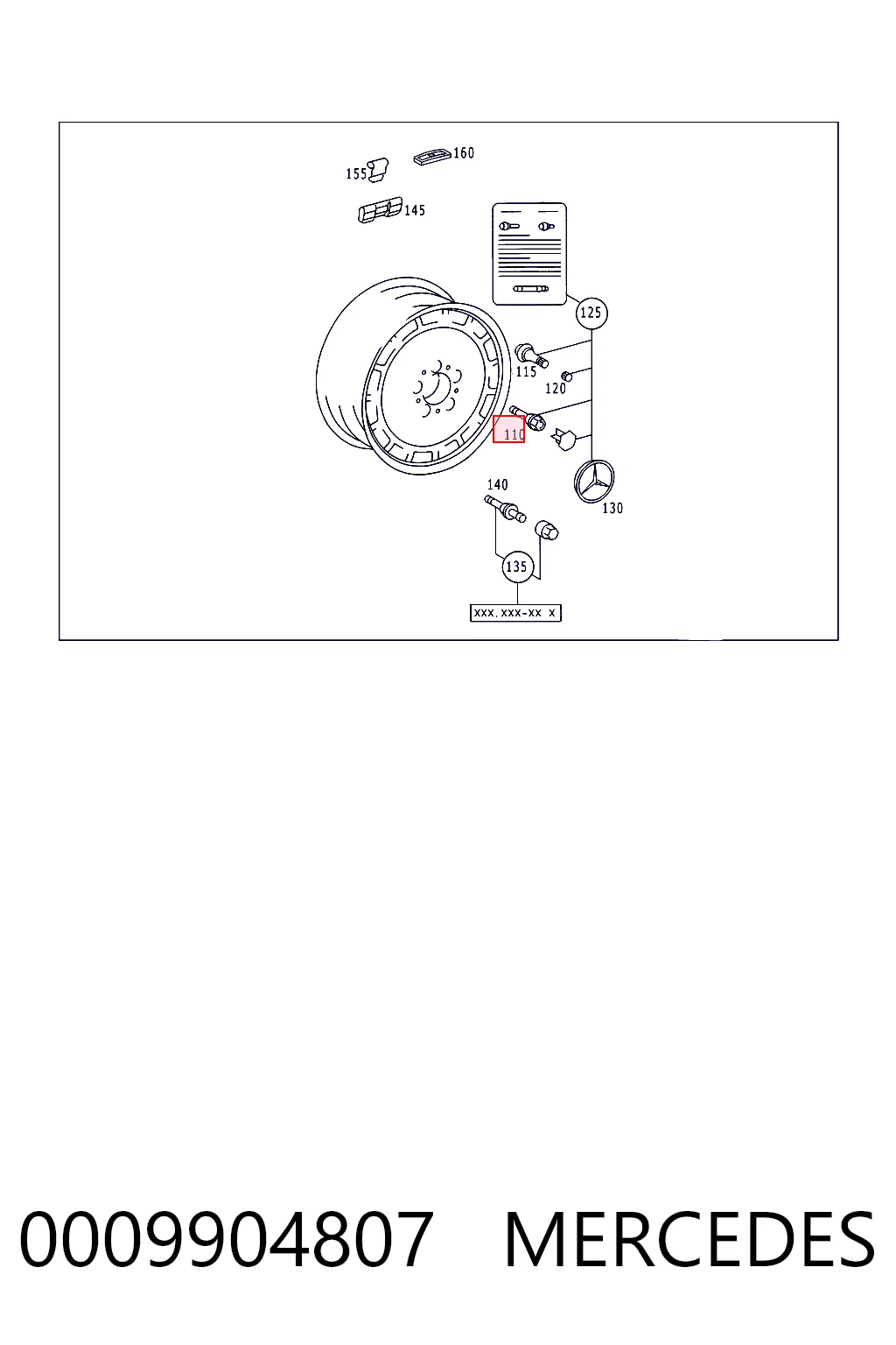 0009904807 Mercedes Śruba koła