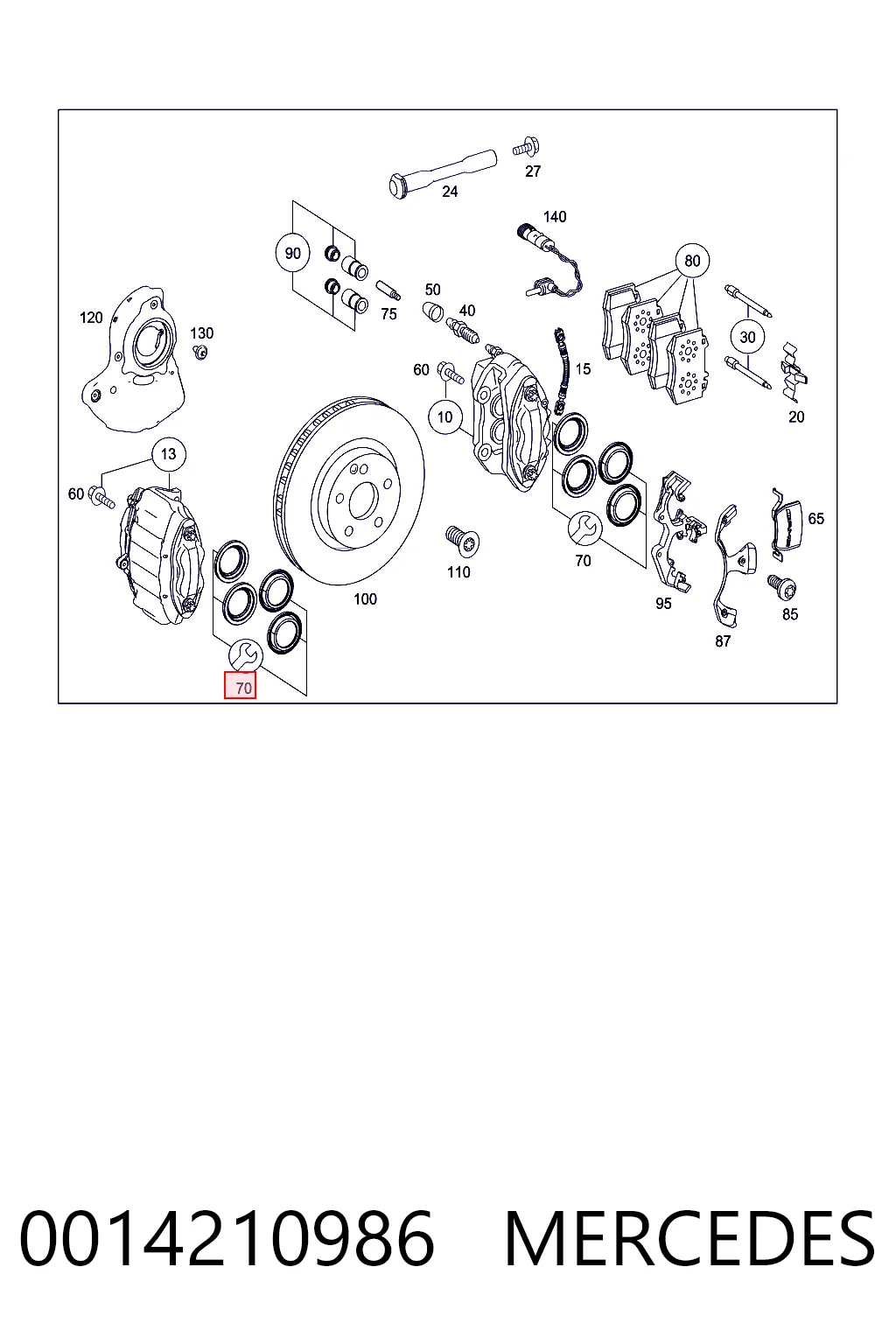 0014210986 Mercedes Zestaw naprawczy zacisku hamulcowego przedniego