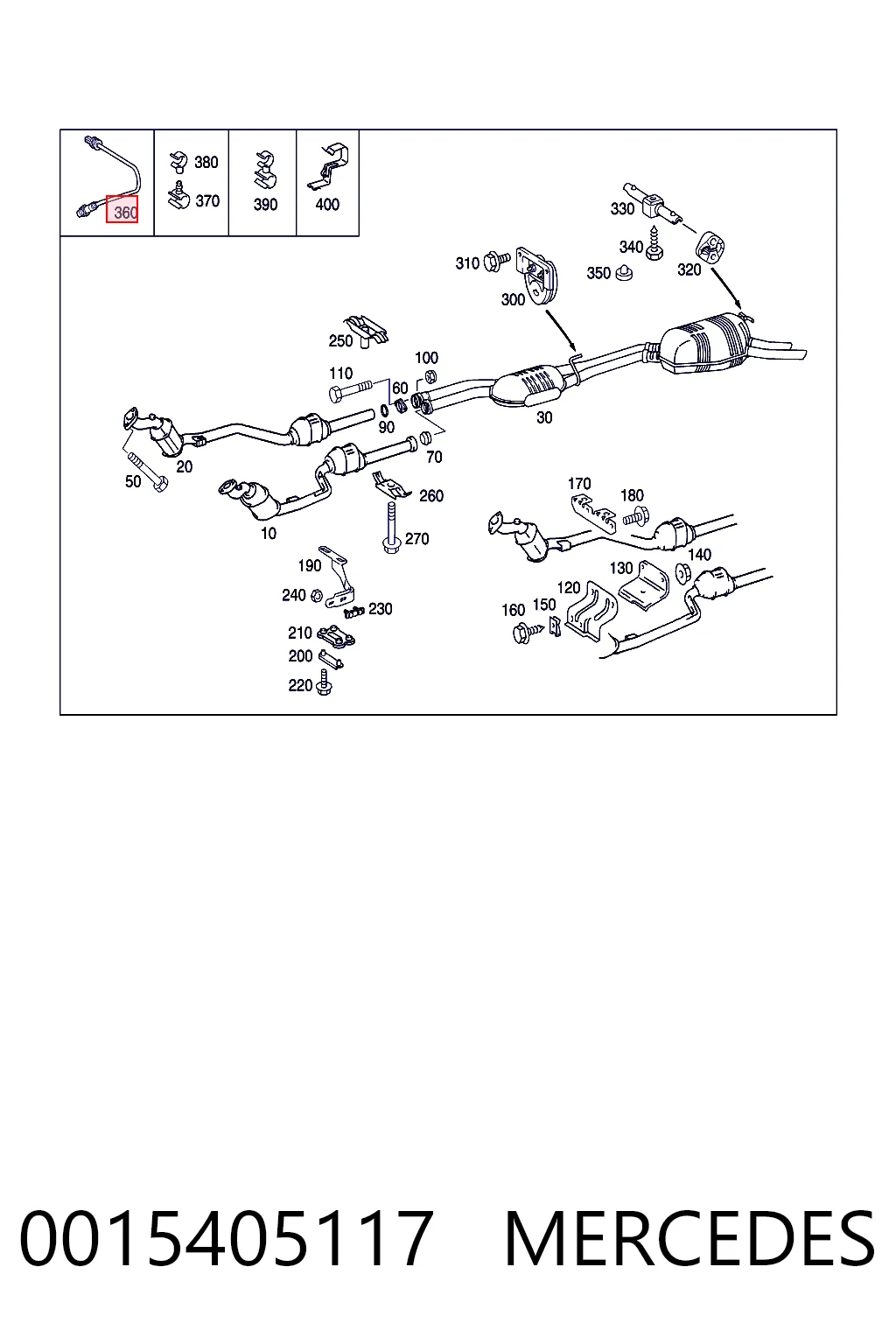 0015405117 Mercedes Sonda lambda czujnik tlenu przed katalizatorem prawy