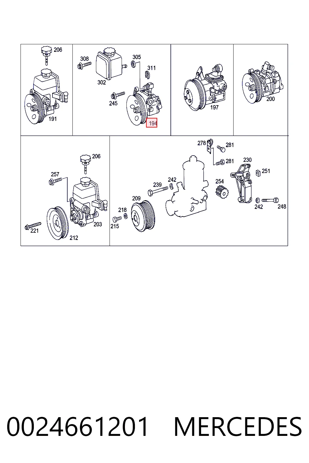0024661201 Mercedes Pompa wspomagania hydraulicznego kierownicy