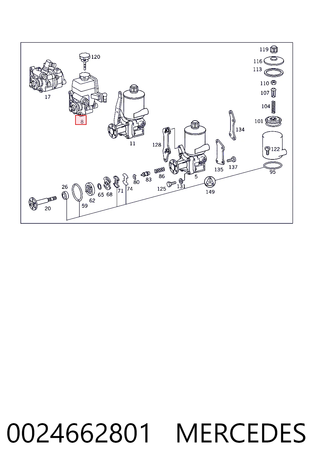 0024662801 Mercedes Pompa wspomagania hydraulicznego kierownicy