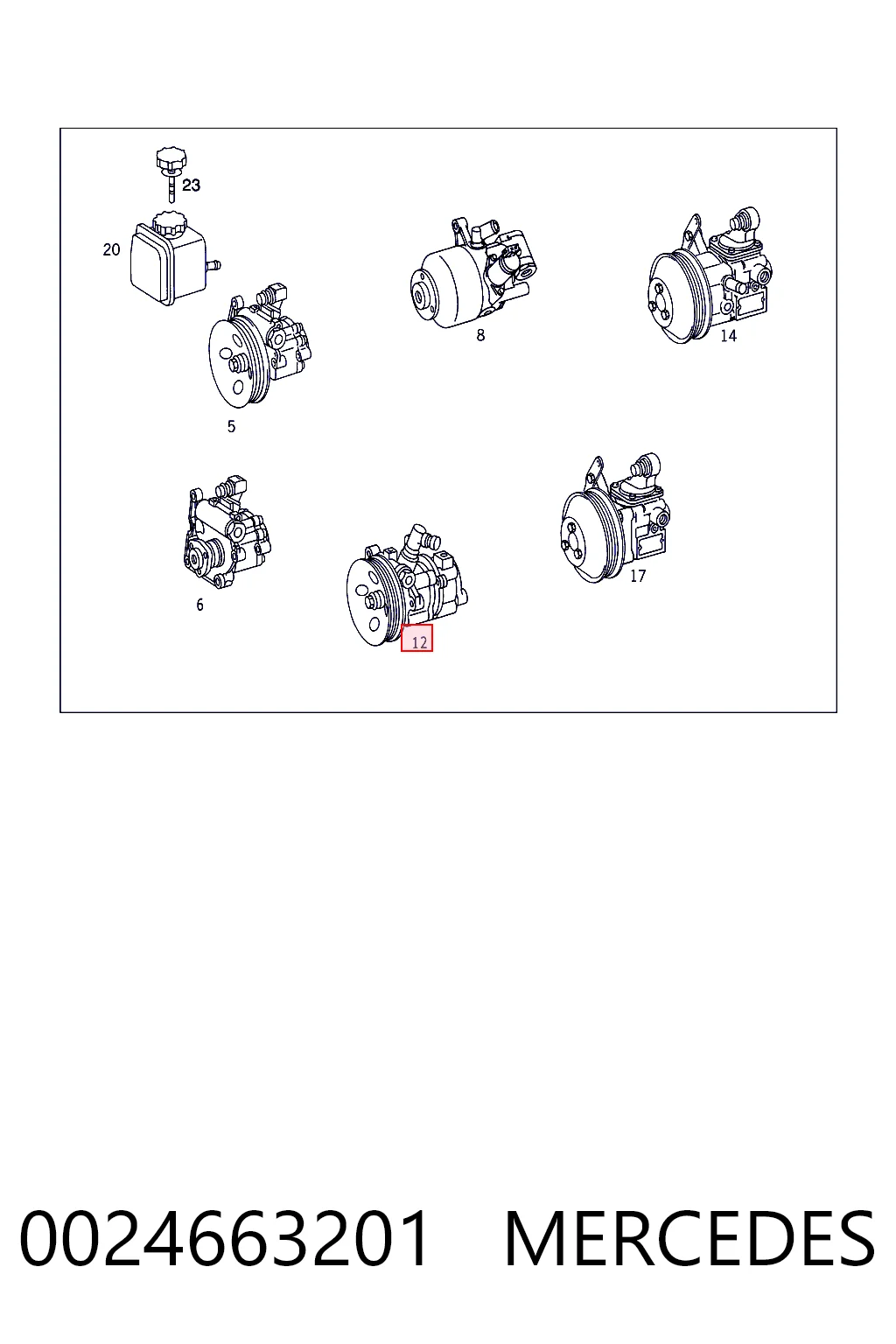 0024663201 Mercedes Pompa wspomagania hydraulicznego kierownicy