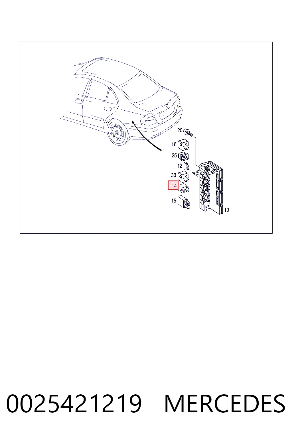 0025421219 Mercedes Elektryczne przekaźnik wielofunkcyjne