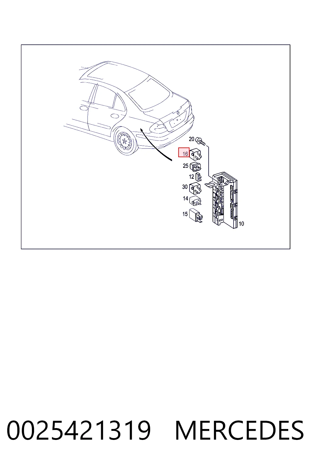 0025421319 Mercedes Elektryczne przekaźnik wielofunkcyjne