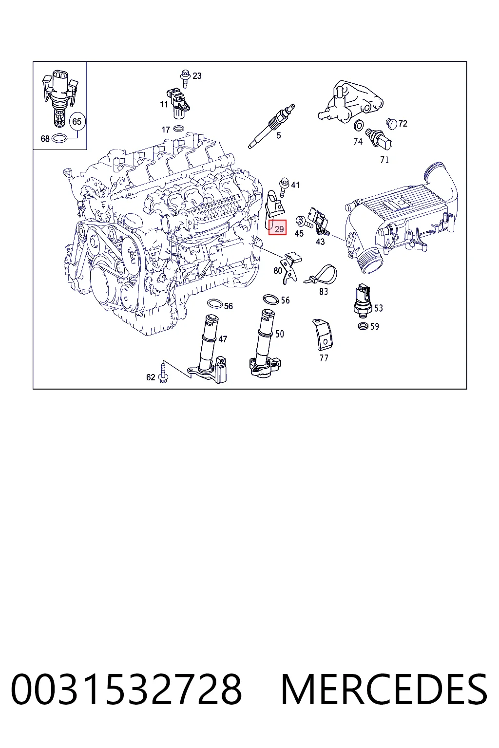0031532728 Mercedes Czujnik położenia wału korbowego