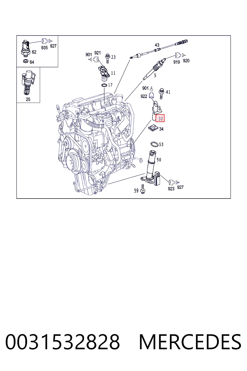 0031532828 Mercedes Czujnik położenia wału korbowego