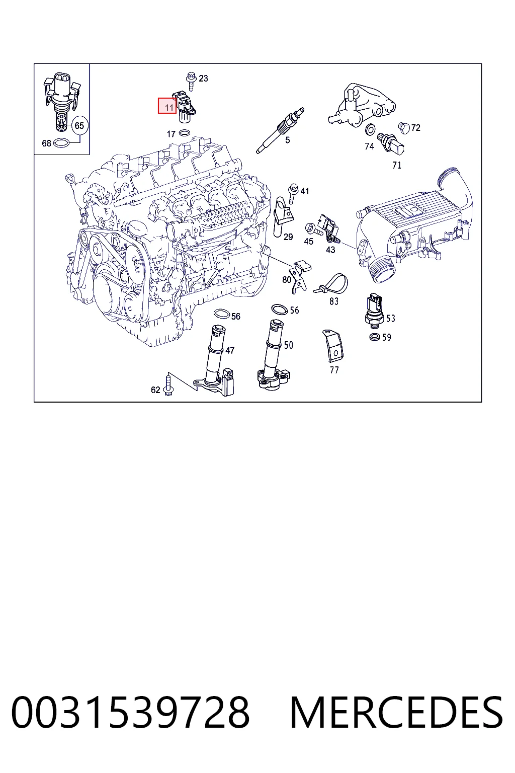 0031539728 Mercedes Czujnik położenia wałka rozrządu