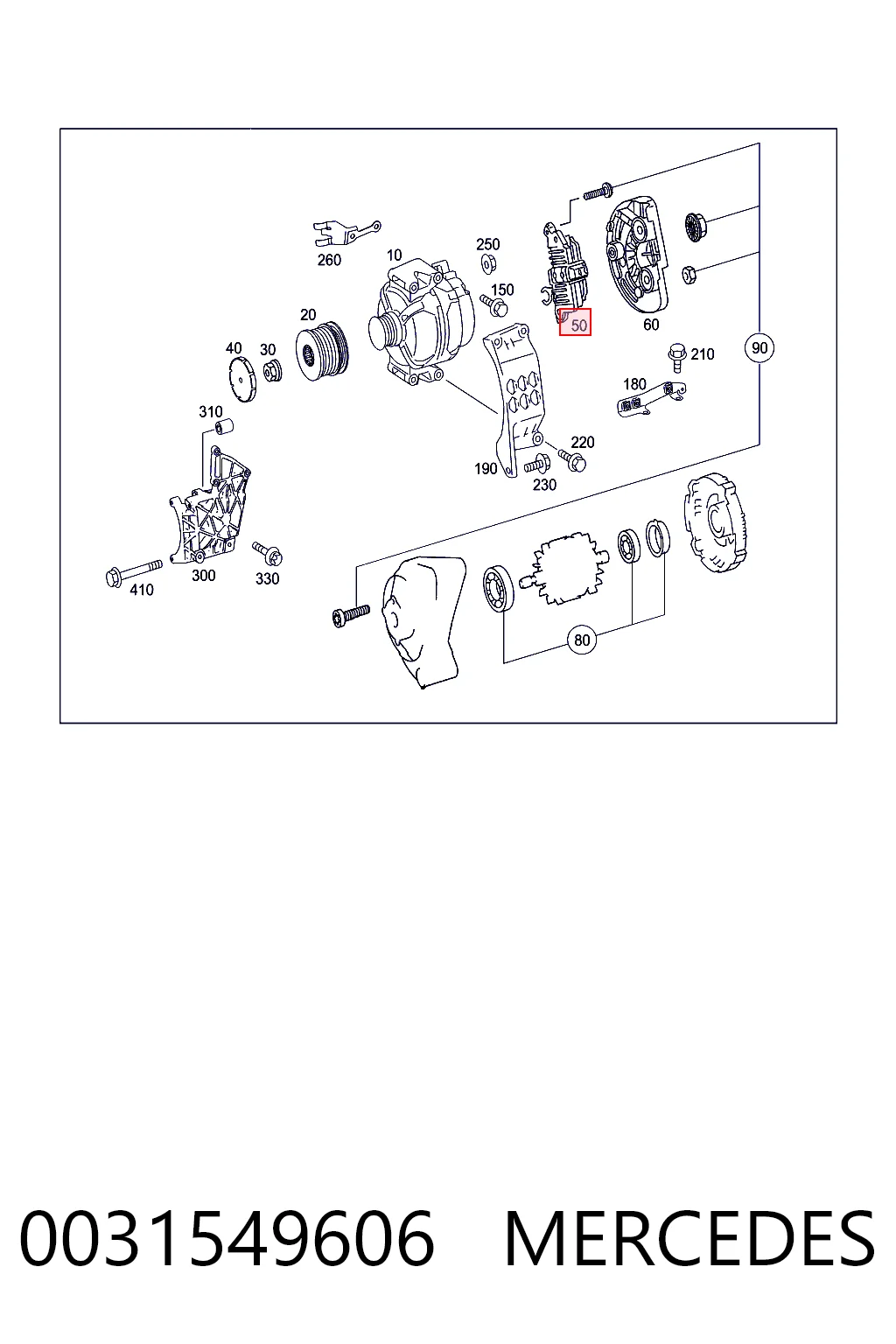 0031549606 Mercedes Regulator alternatora (przekaźnik ładowania)