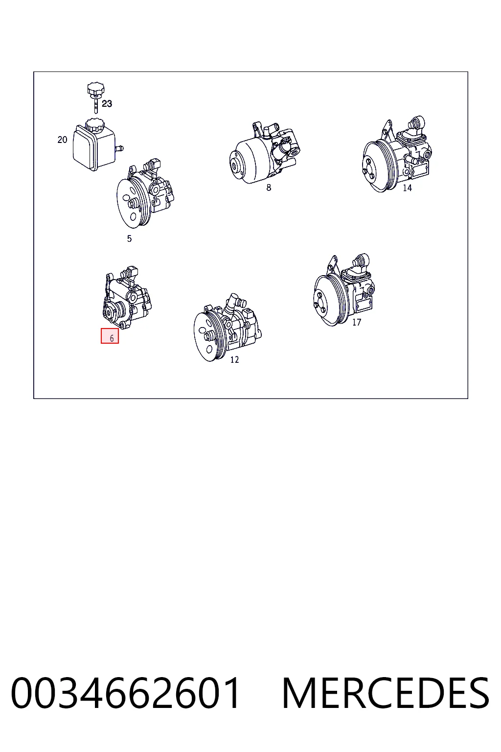 0034662601 Mercedes Pompa wspomagania hydraulicznego kierownicy