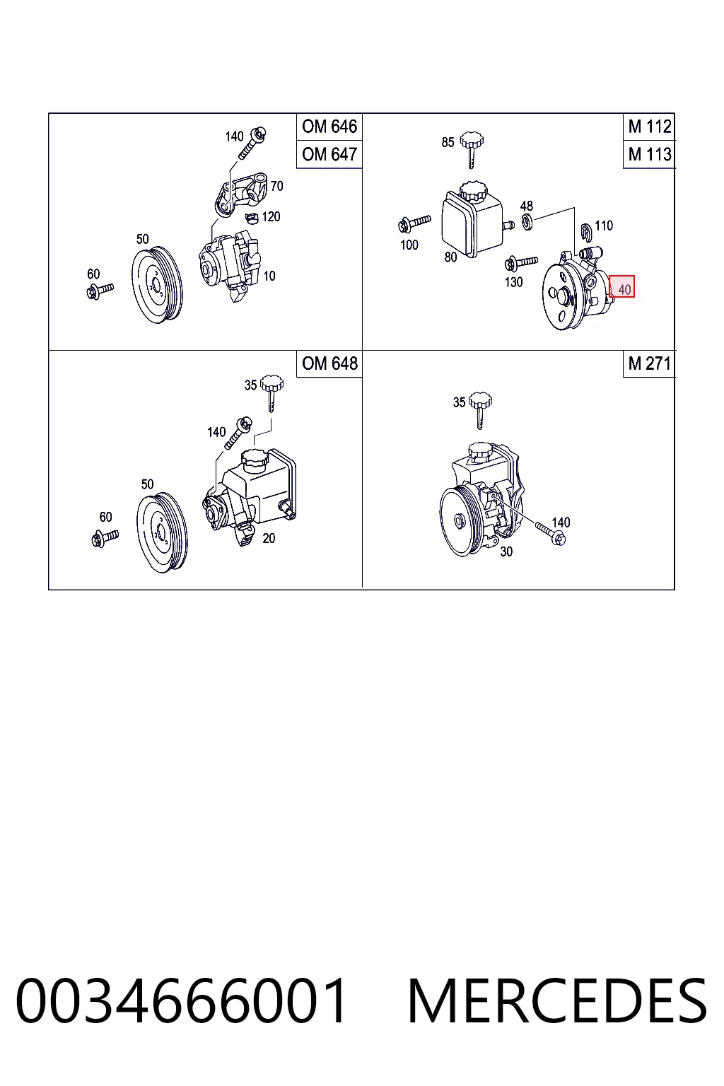 0034666001 Mercedes Pompa wspomagania hydraulicznego kierownicy